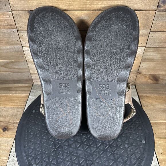 SAS Womens Size 9.5 M Marina Thong Hook & Loop Brown Casual Sandals Strappy - Picture 9 of 10